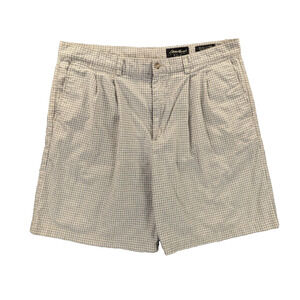 Eddie Bauer Golf Shorts 38 Men's Chino Checkered Pleated 100% Cotton Sportswear